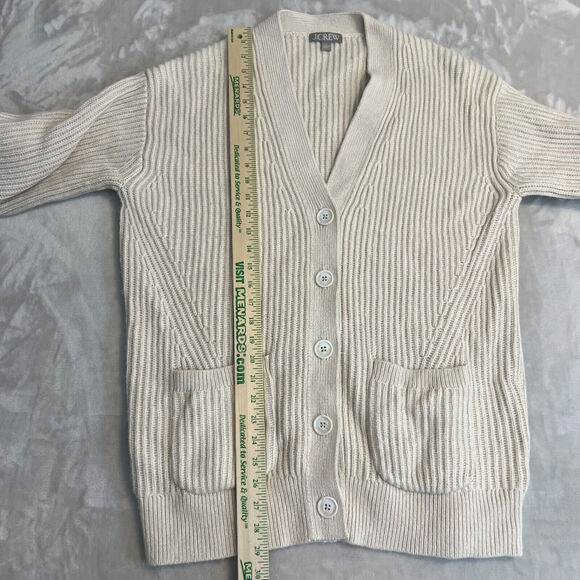 J Crew Sweater Womens Small Cream Alpaca Blend Ribbed V Neck Cardigan BX468 - Picture 9 of 12